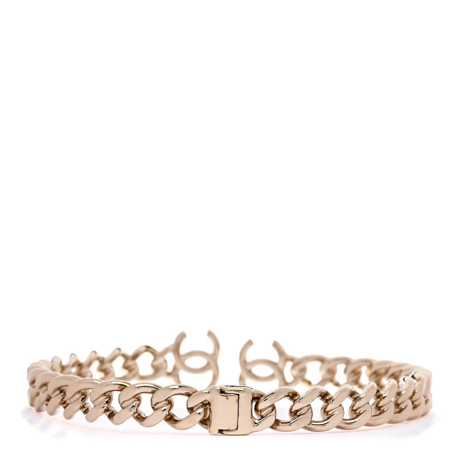 Chanel Metal CC Chain Link Choker Necklace L Gold 3 of 7