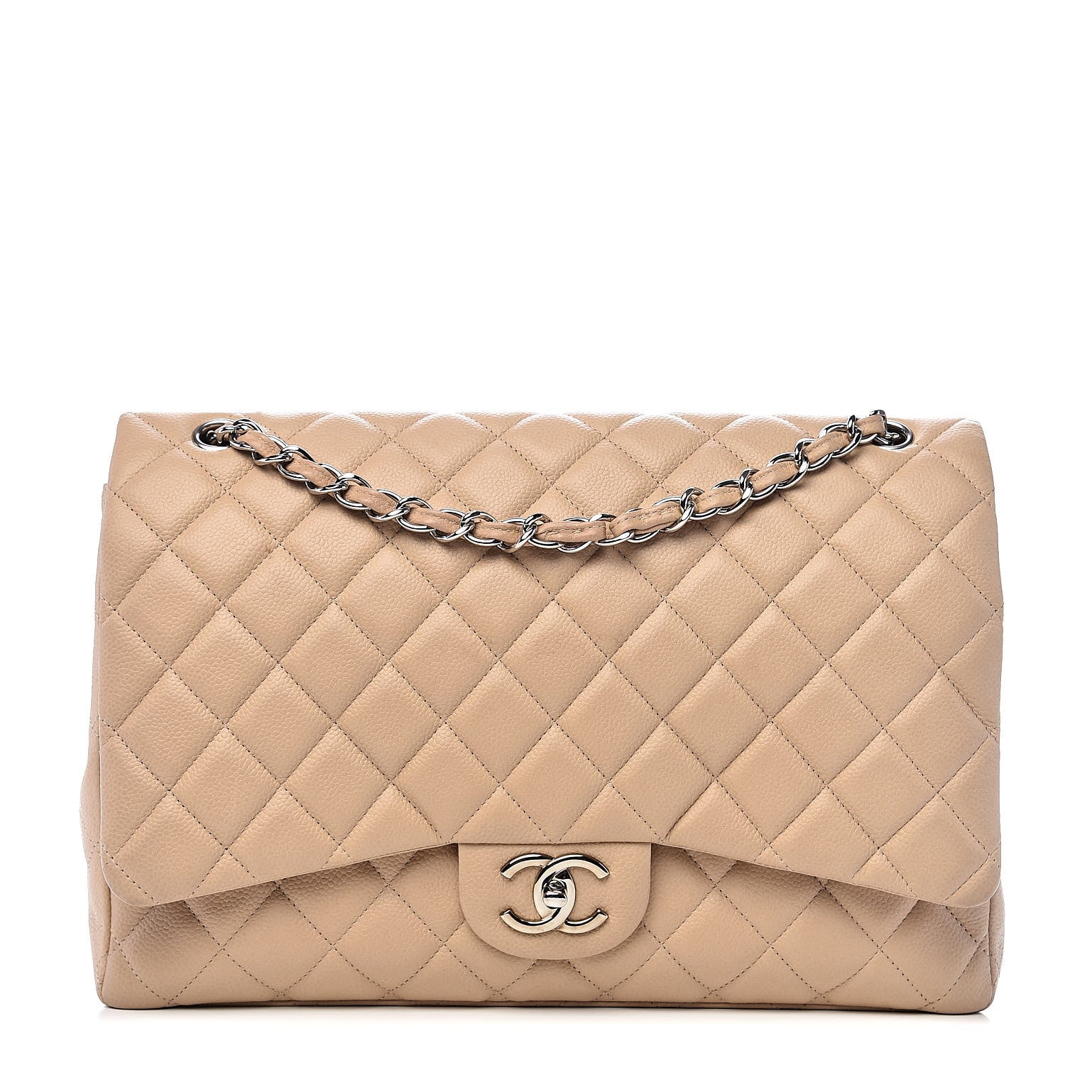 Chanel Caviar Quilted Maxi Double Flap Beige 1 of 11