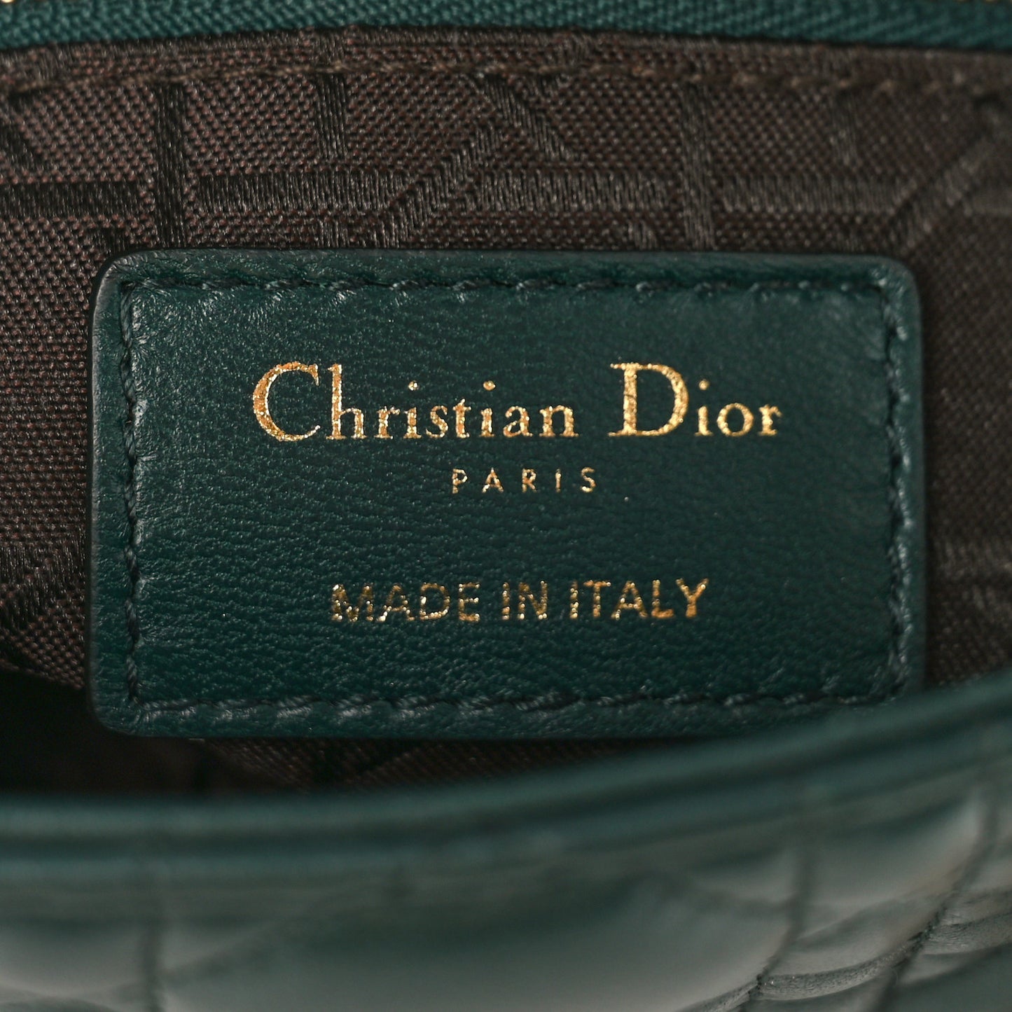 Lambskin Cannage Mini Lady Dior Dark Green