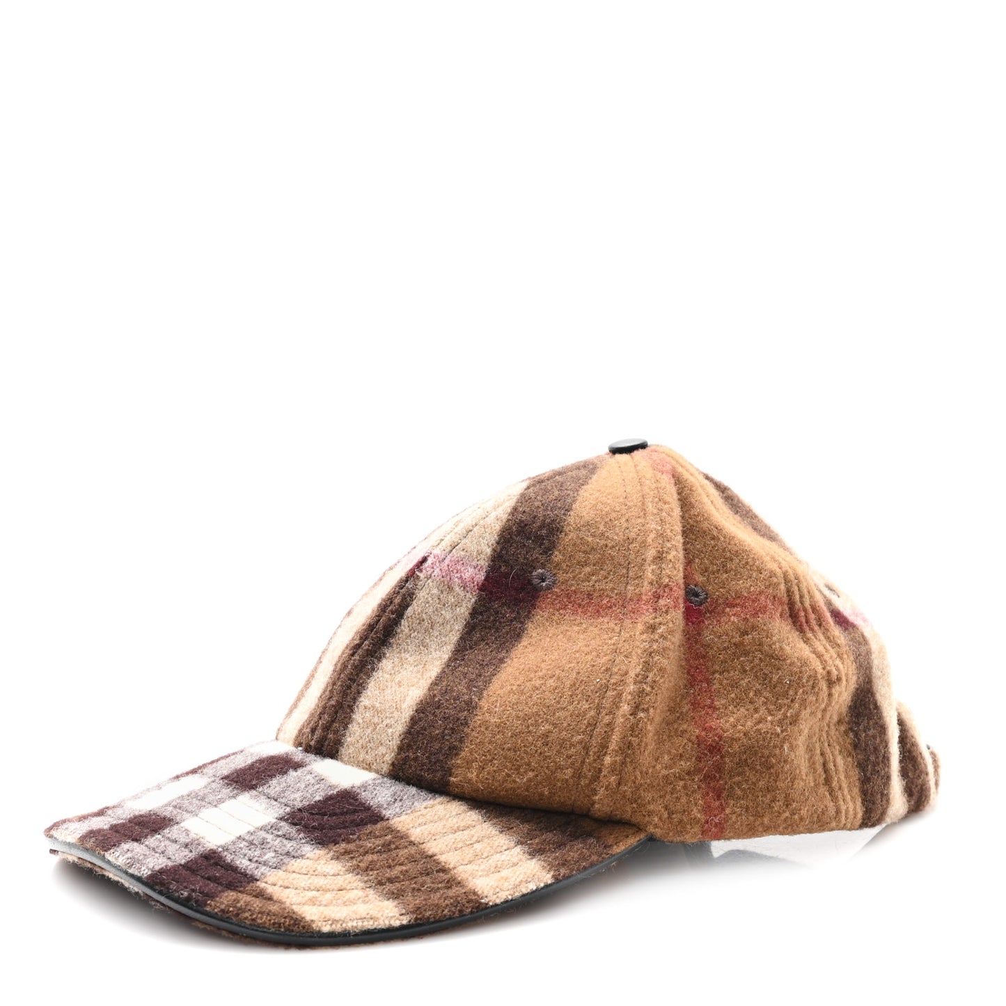 Wool Check Baseball Cap L Birch Brown