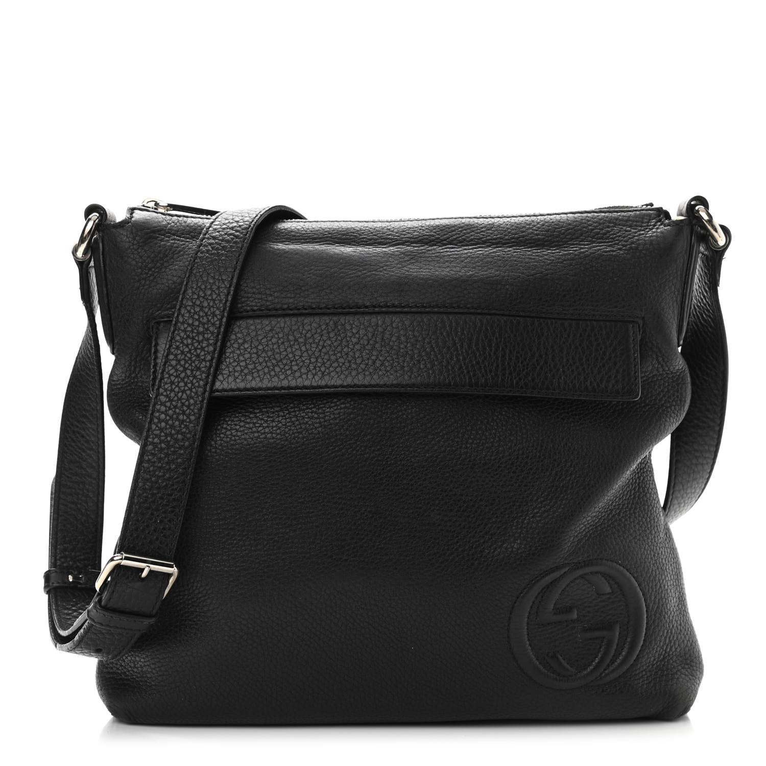 Gucci Pebbled Calfskin Medium Soho Messenger Bag Black 1 of 11