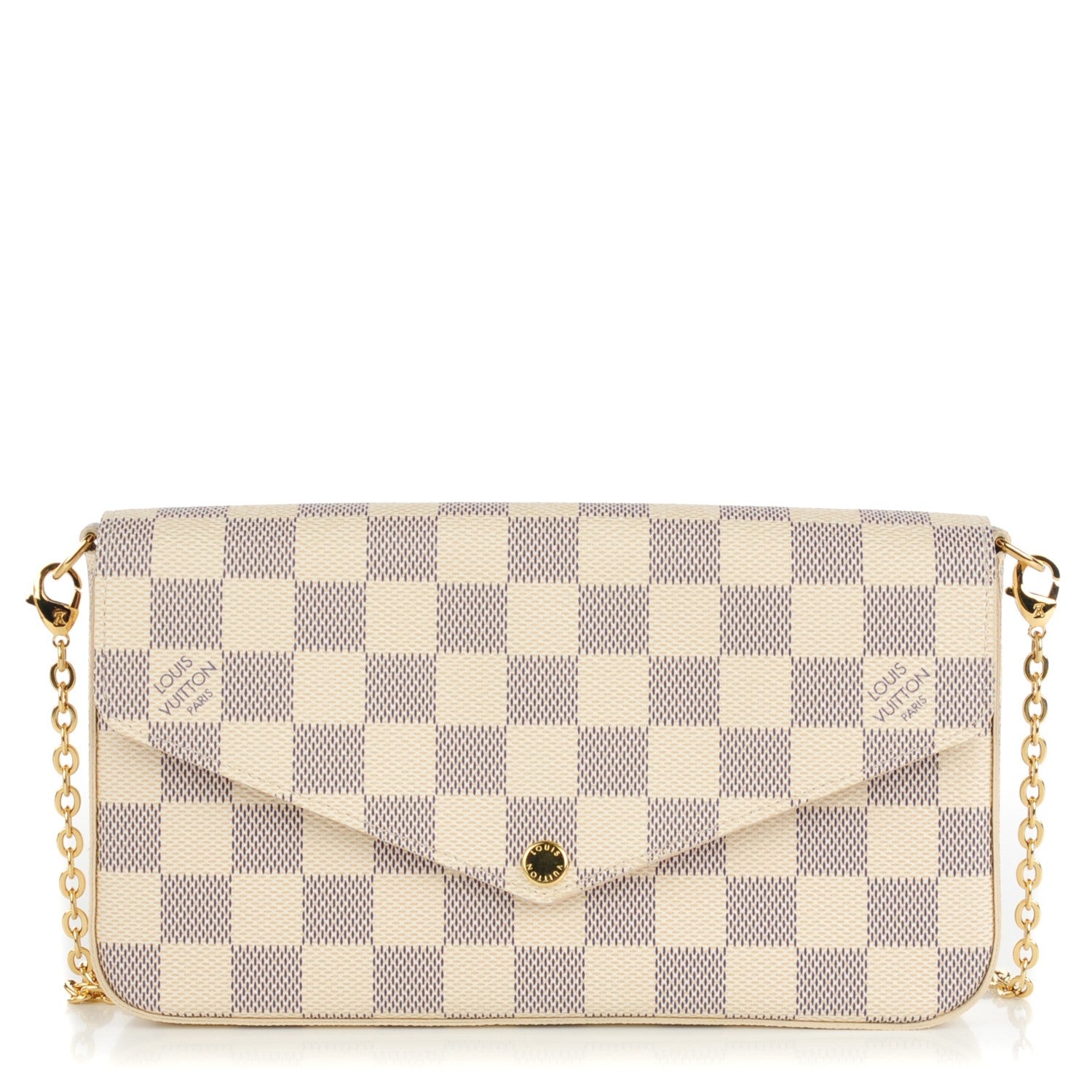 Louis Vuitton Damier Azur Pochette Felicie Chain Wallet Rose Ballerine 1 of 8