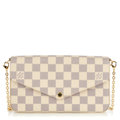 Louis Vuitton Damier Azur Pochette Felicie Chain Wallet Rose Ballerine 1 of 8
