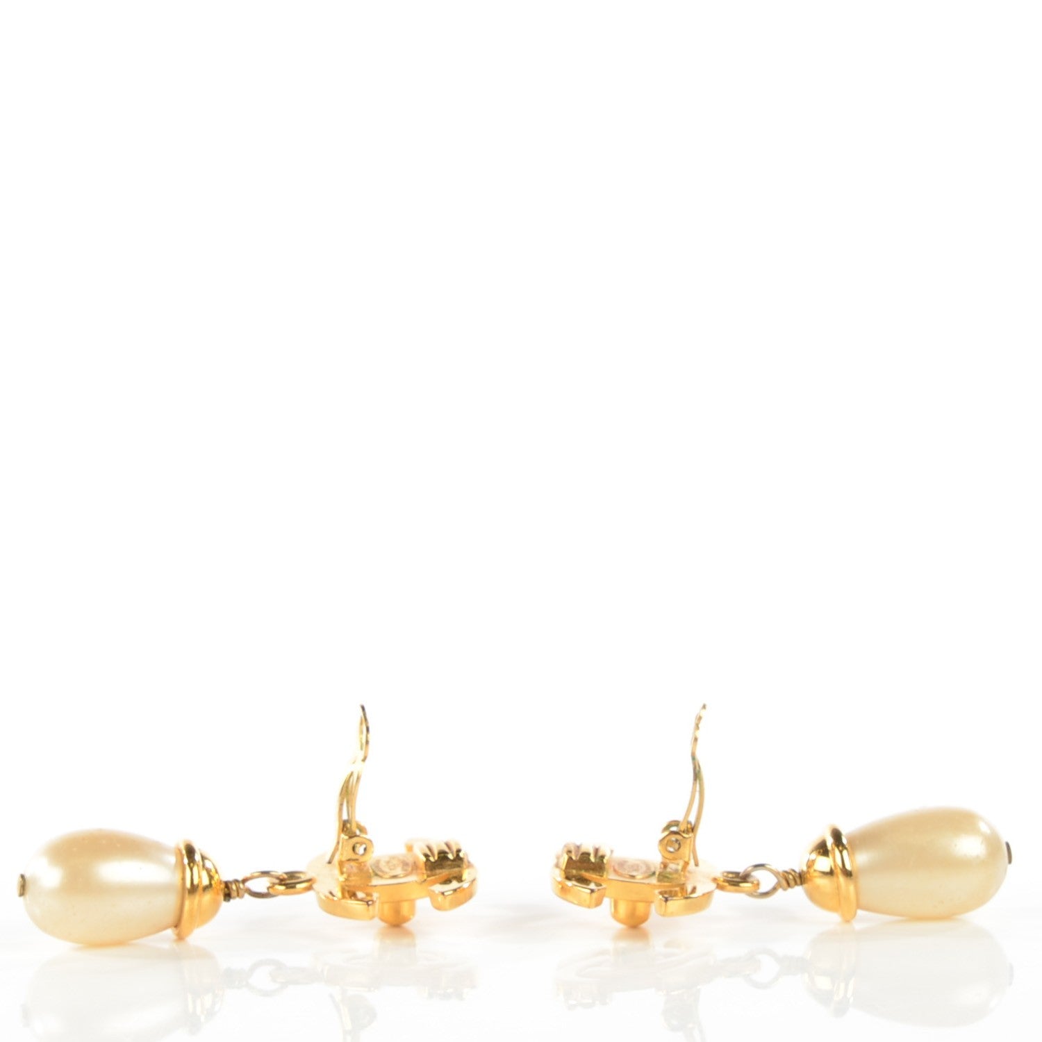 Chanel Pearl CC Turnlock Drop Clip On Earrings Gold 5 of 8