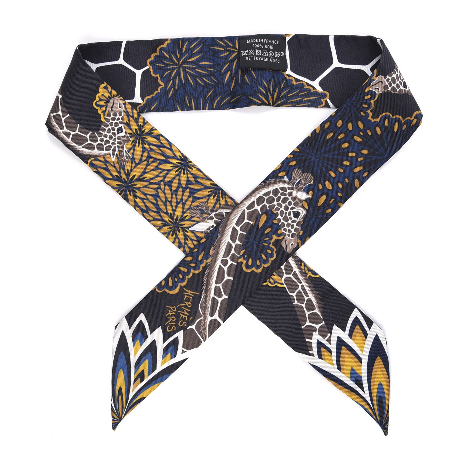 Hermes Silk Three Graces Twilly Black Gold Taupe 1 of 4