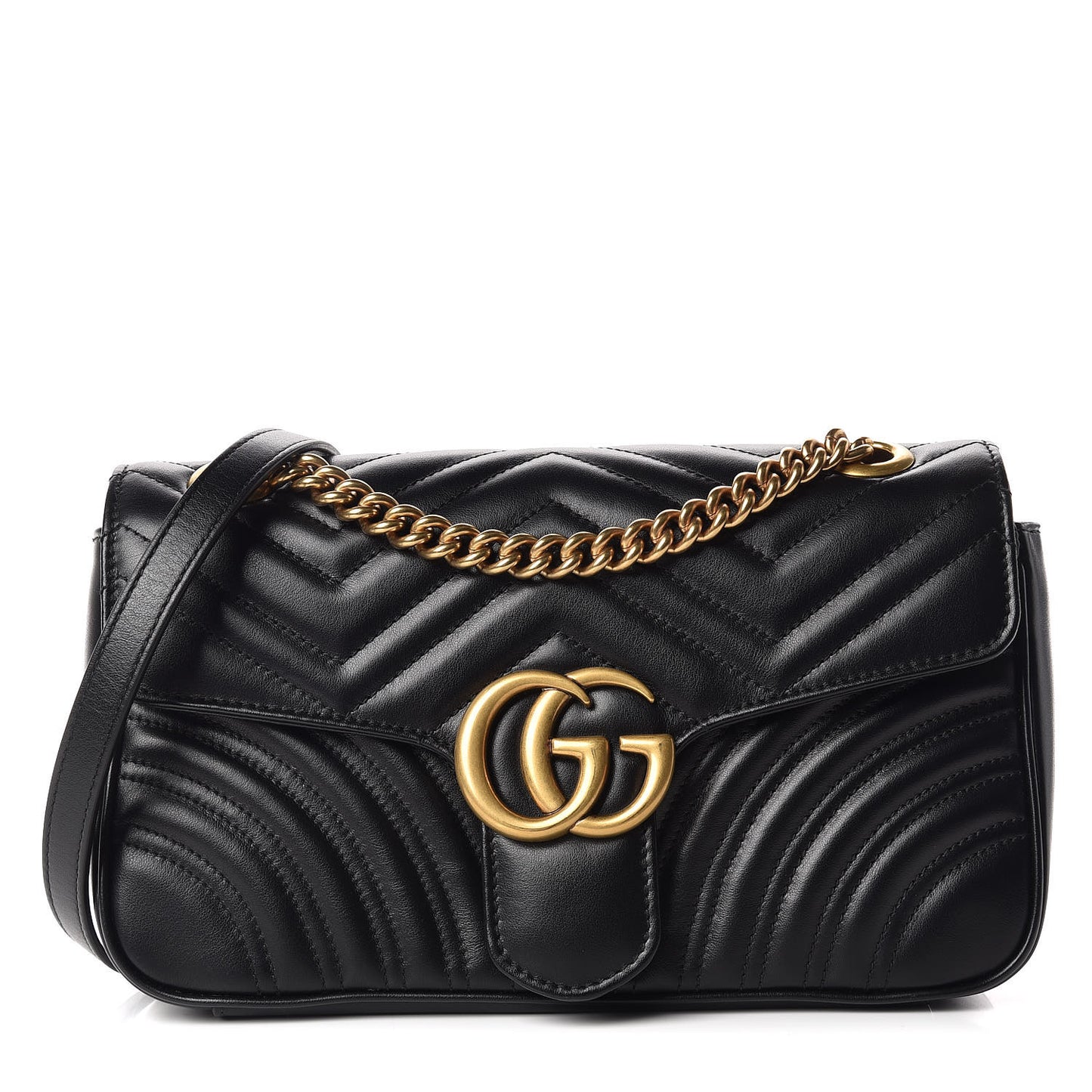 Calfskin Matelasse Small GG Marmont Shoulder Bag Black