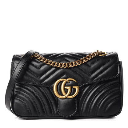 Gucci Calfskin Matelasse Small GG Marmont Shoulder Bag Black 1 of 10