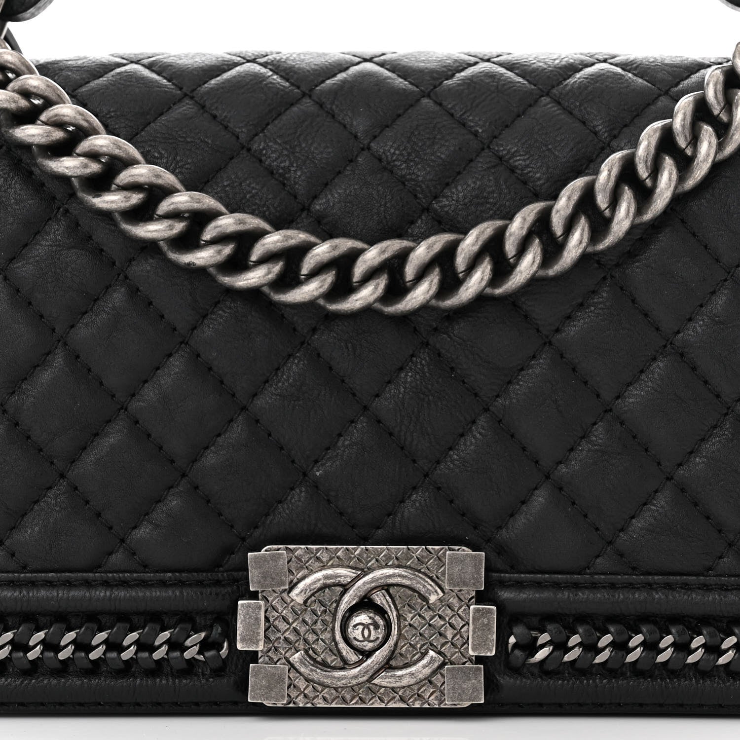 Chanel Goatskin Quilted Medium Top Handle Boy Flap Black 8 of 11