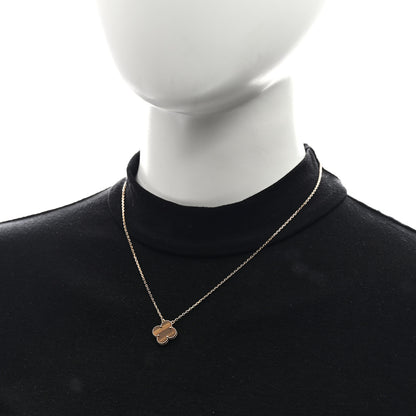 Van Cleef & Arpels 18K Yellow Gold Tiger Eye Vintage Alhambra Pendant Necklace 2 of 5