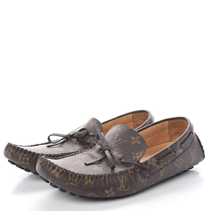 Louis Vuitton Monogram Mens Arizona Car Shoe Moccasin Loafers 9.5 Macassar 3 of 10