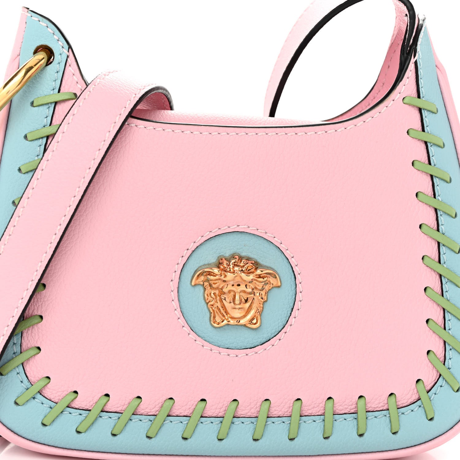 Versace Calfskin Whipstitch Medusa Mini Hobo English Rose 7 of 9
