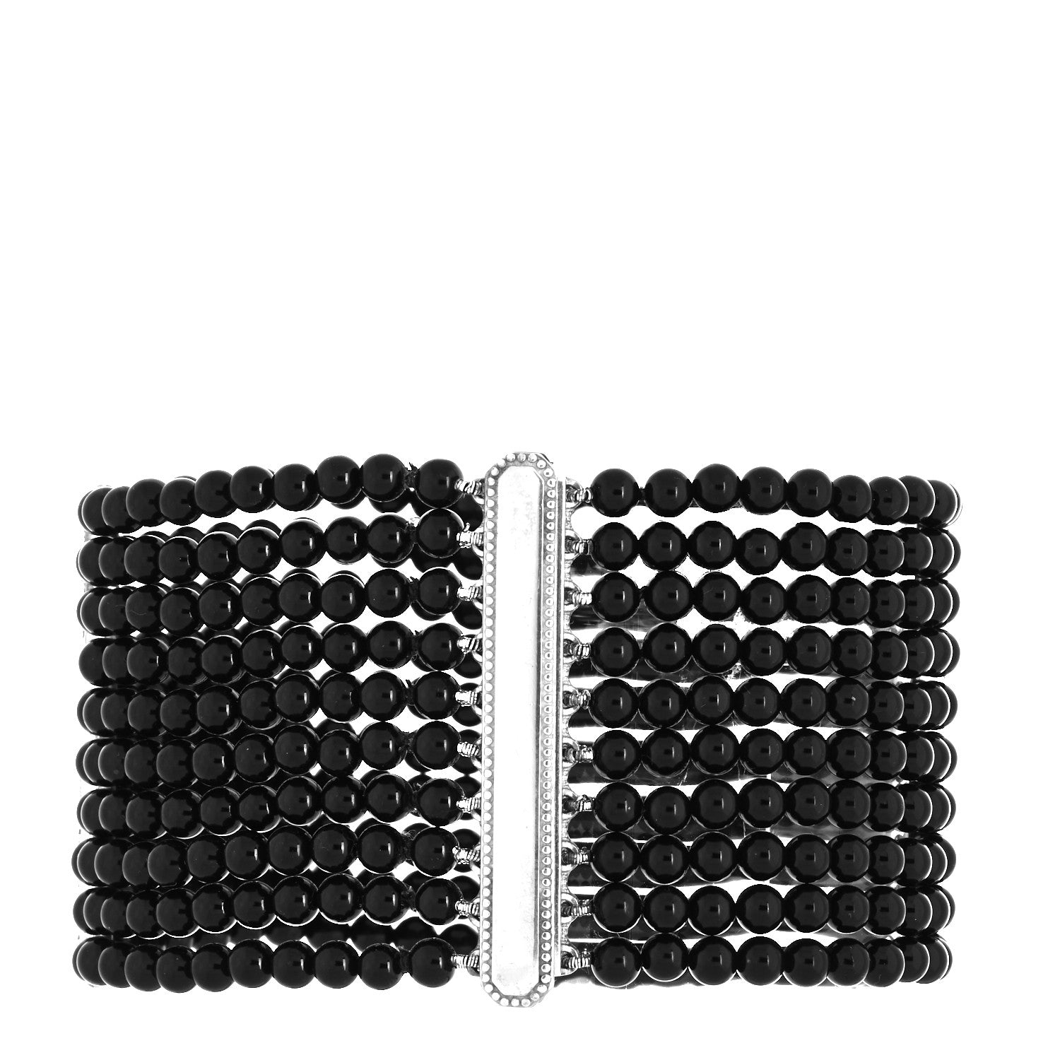 Tiffany Sterling Silver Black Onyx 10 Row Ziegfeld Bracelet 2 of 4