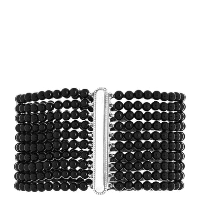 Tiffany Sterling Silver Black Onyx 10 Row Ziegfeld Bracelet 2 of 4