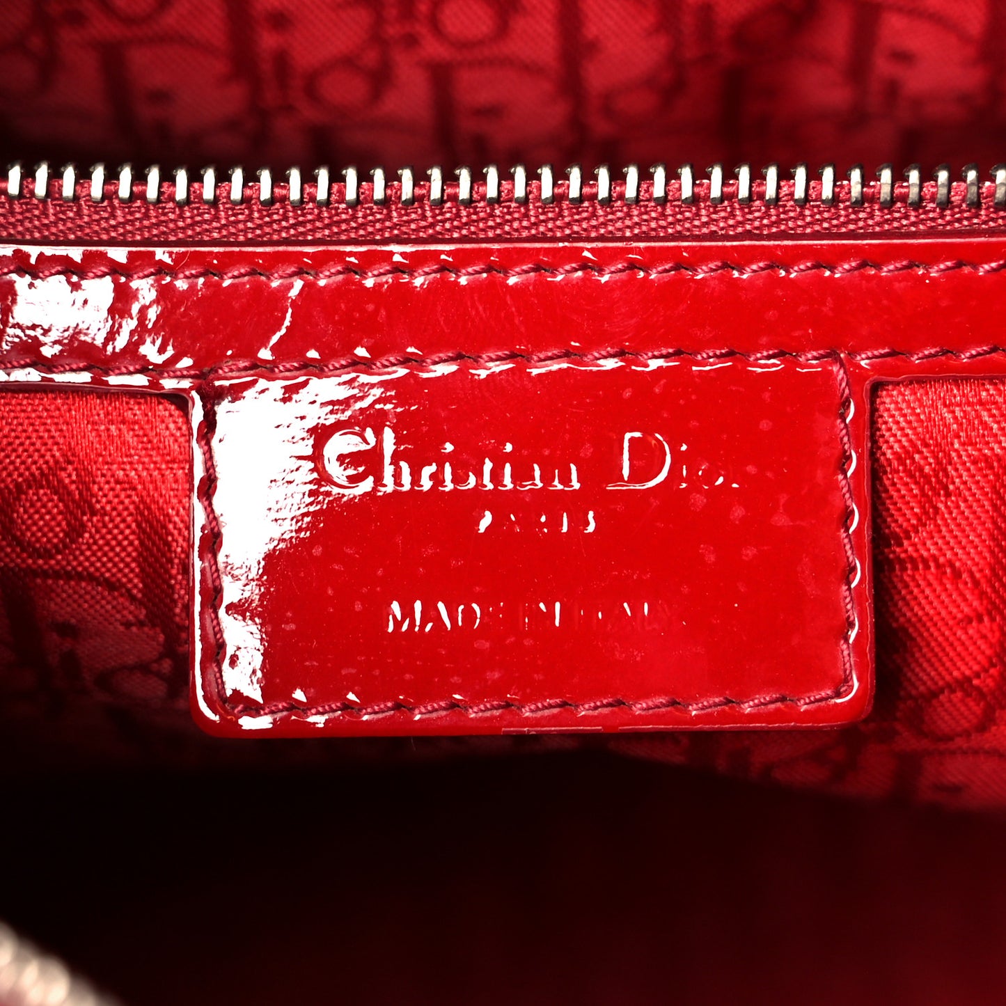 Patent Cannage Large Lady Dior Red