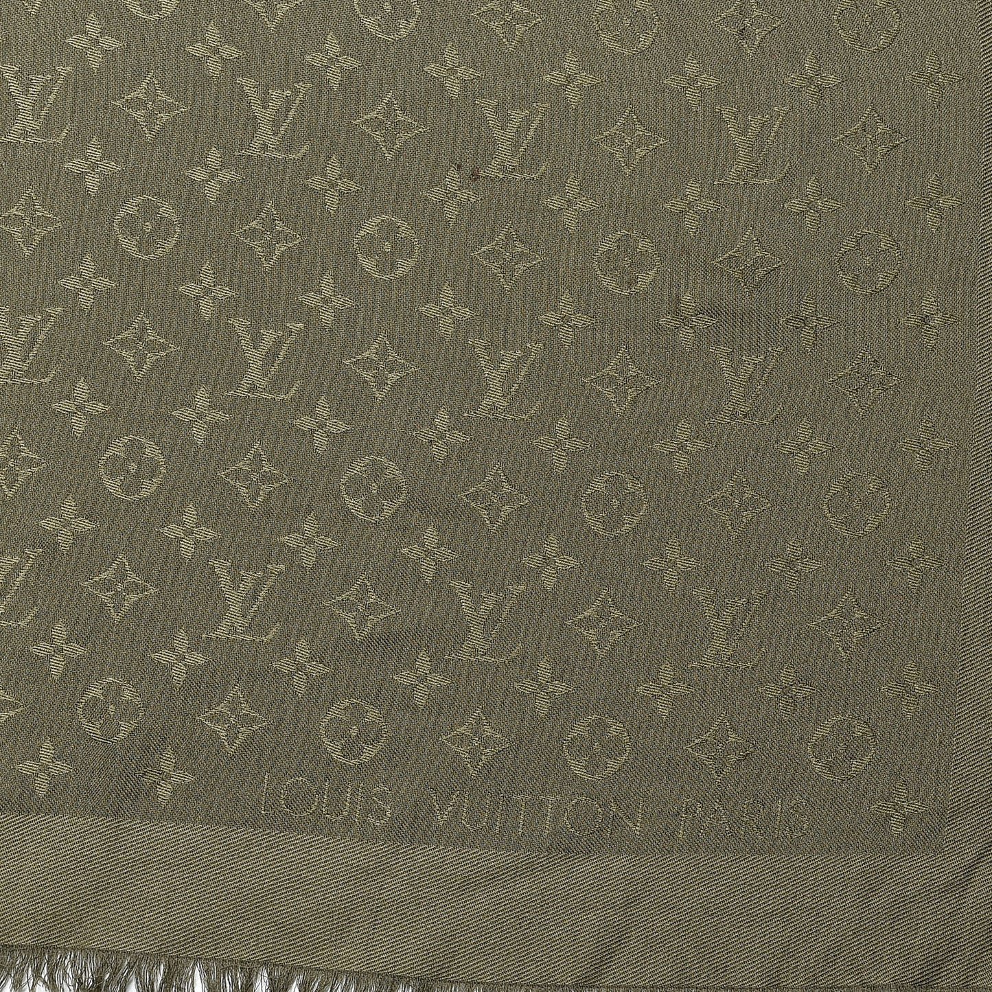 Silk Wool Monogram Shawl Kaki