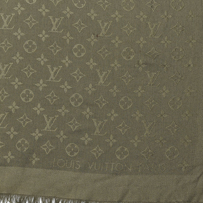Louis Vuitton Silk Wool Monogram Shawl Kaki 3 of 4