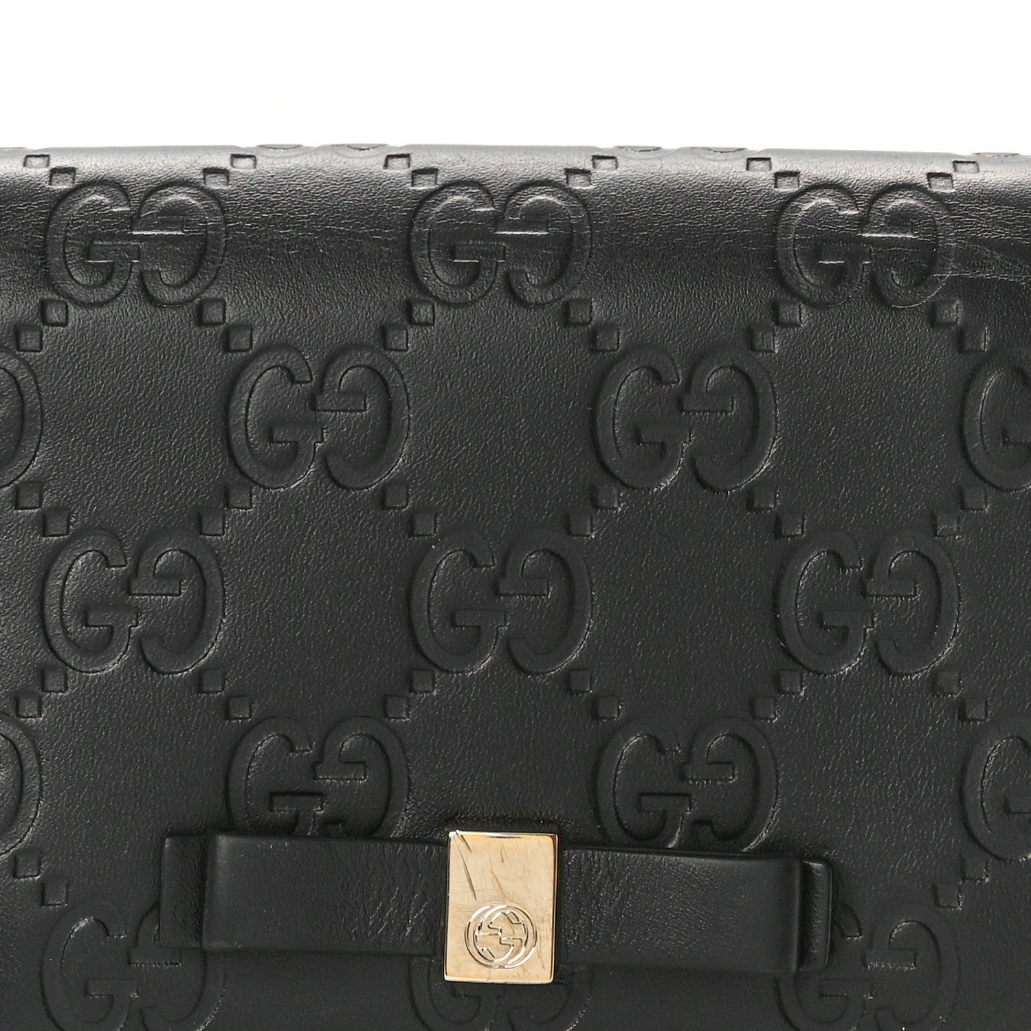 Gucci Guccissima Signature Bowy Card Case Wallet Black 8 of 9