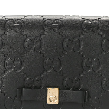 Gucci Guccissima Signature Bowy Card Case Wallet Black 8 of 9