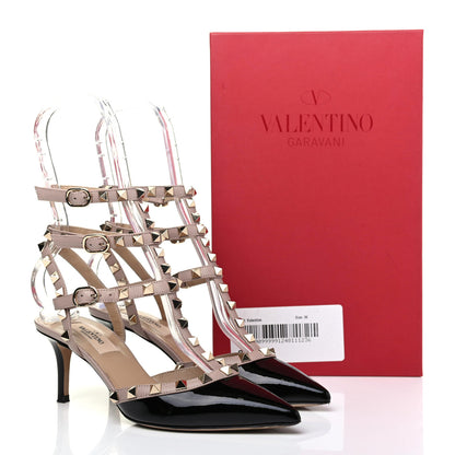 Valentino Garavani Patent Nappa Rockstud Ankle Strap 65mm Pumps 36 Black Poudre 13 of 13
