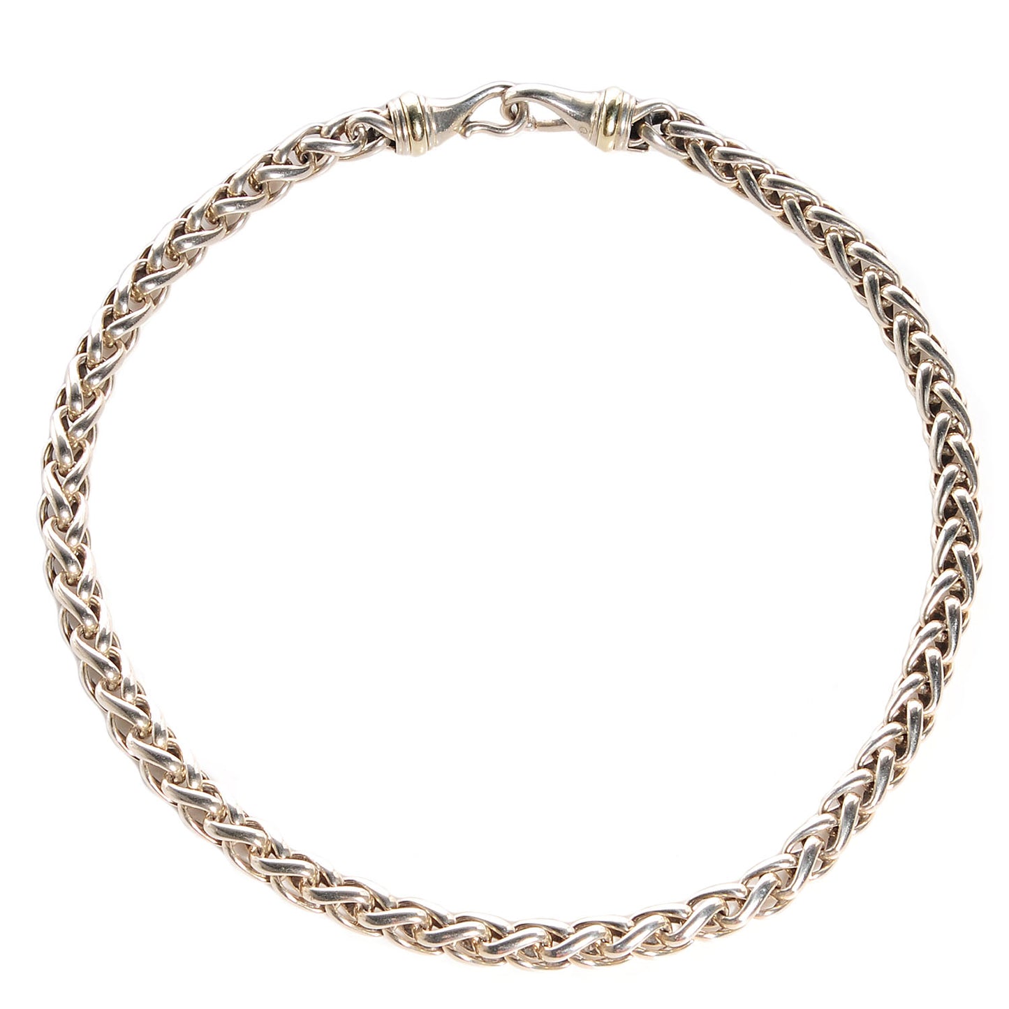 14K Yellow Gold Sterling Silver Wheat Chain Necklace