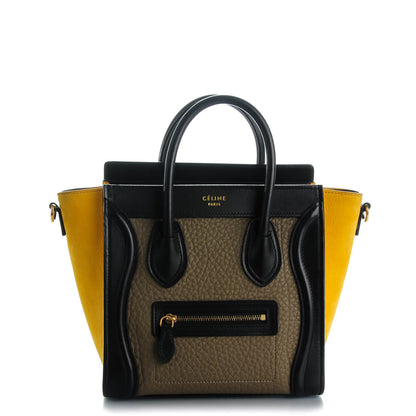 Celine Bullhide Calfskin Suede Nano Tri-Color Luggage Amber 1 of 6