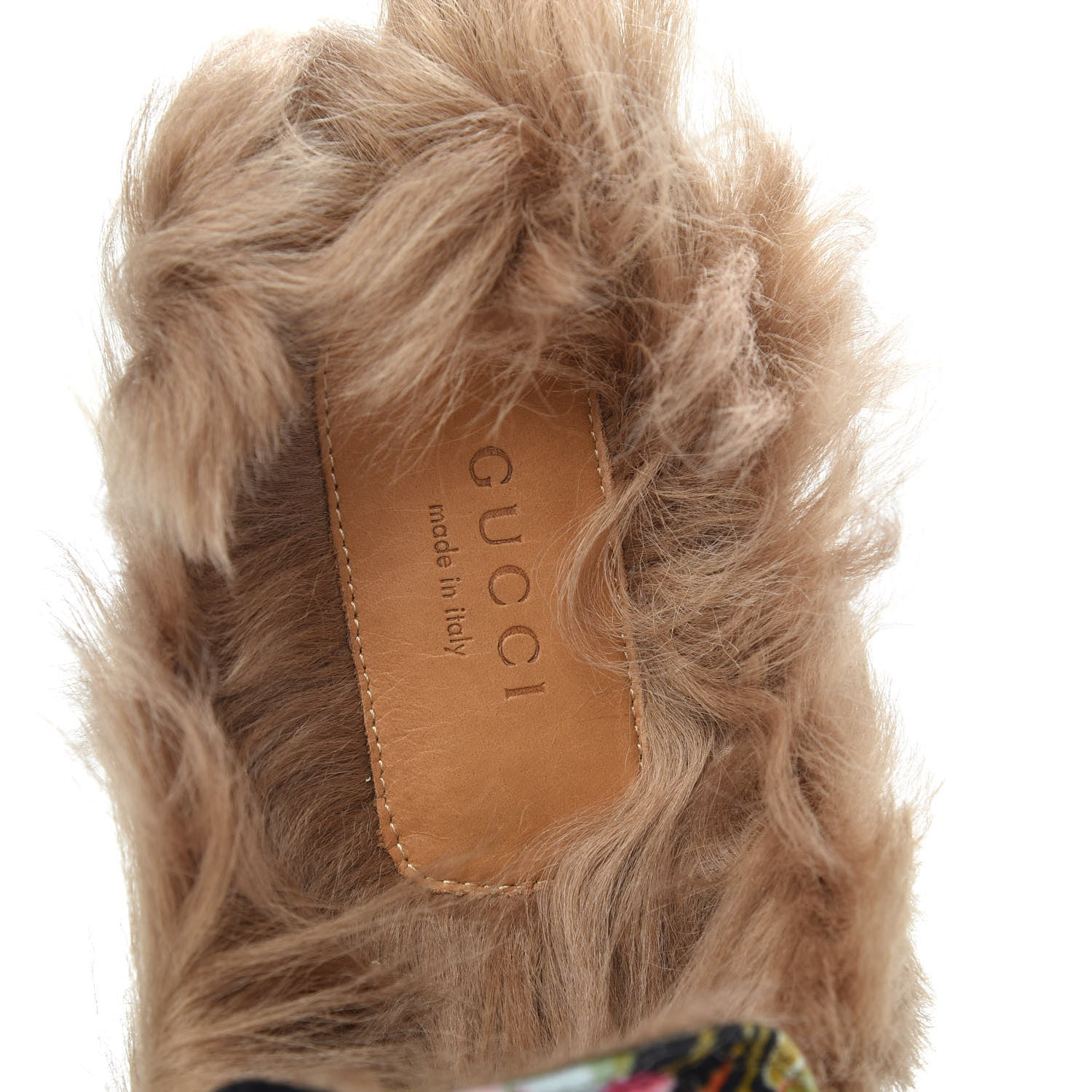 Gucci Velvet Fur Floral Womens Princetown Slippers 39.5 Black 6 of 8