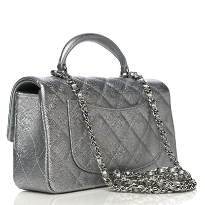 Chanel Metallic Caviar Quilted Mini Top Handle Rectangular Flap Silver 2 of 10