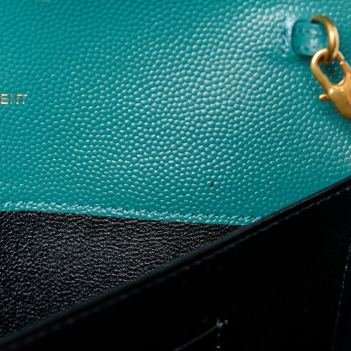 Grain De Poudre Monogram Cassandra Chain Wallet Teal