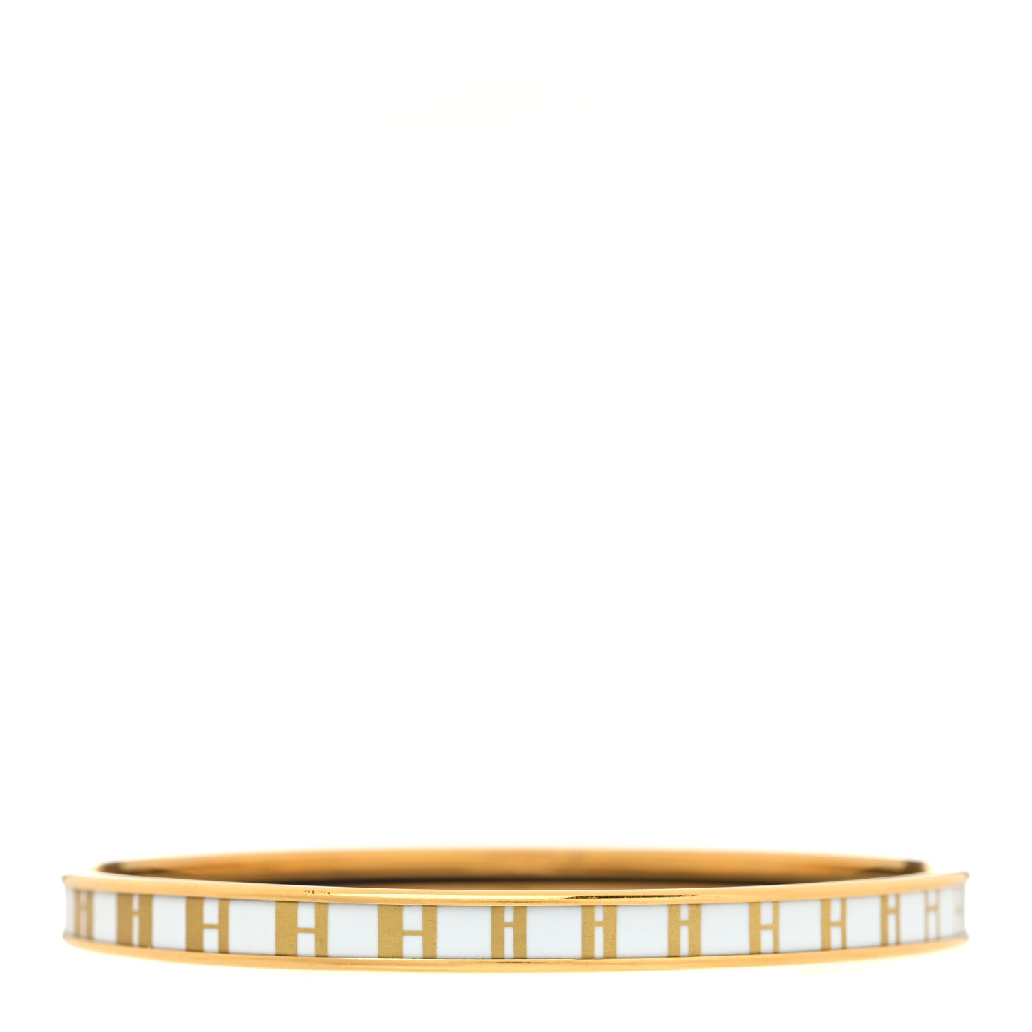 Hermes Printed Enamel Extra Narrow OP'H Bracelet 62 Jaune D'Or White 1 of 6