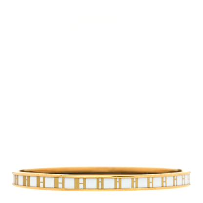 Hermes Printed Enamel Extra Narrow OP'H Bracelet 62 Jaune D'Or White 1 of 6