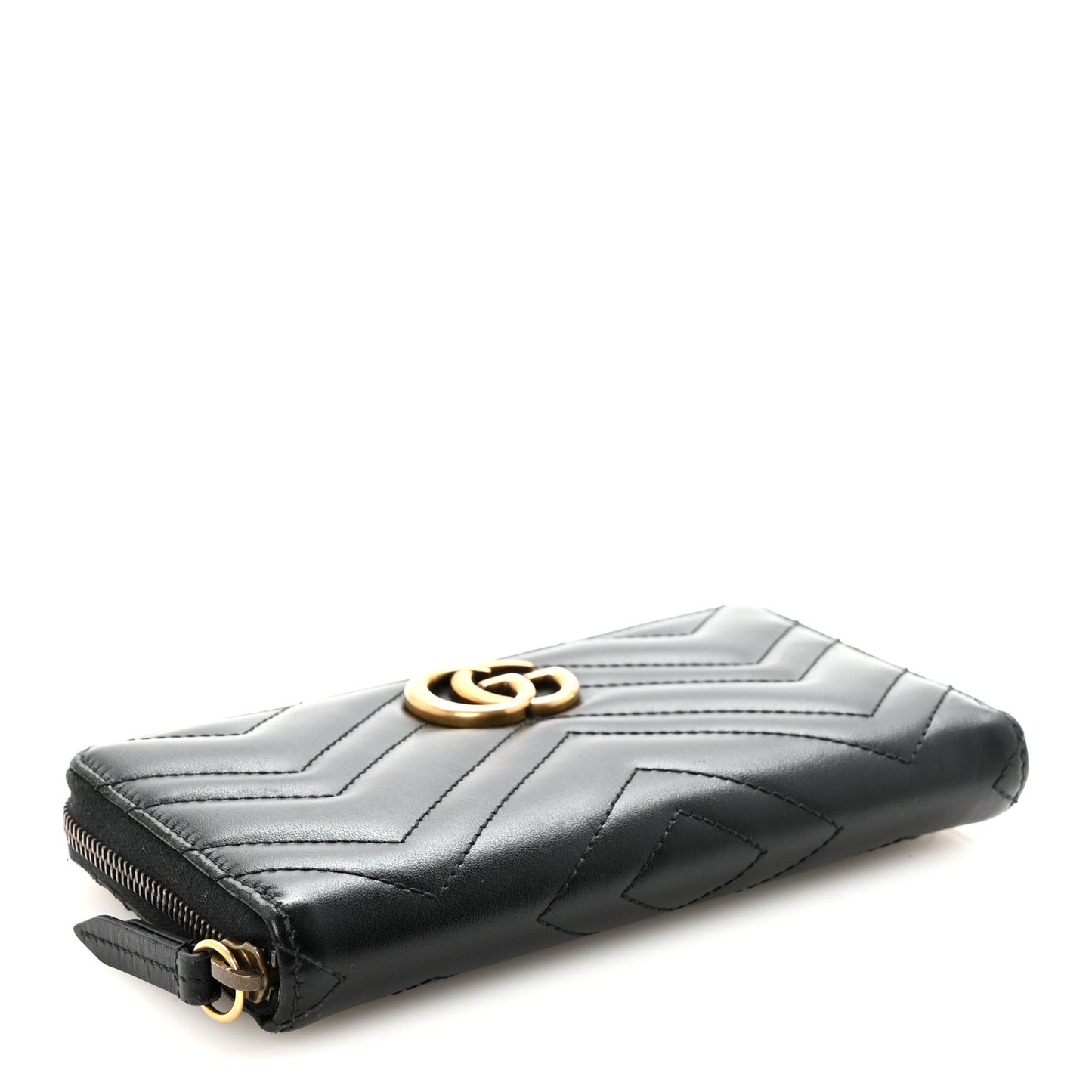 Calfskin Matelasse GG Marmont Zip Around Wallet Black