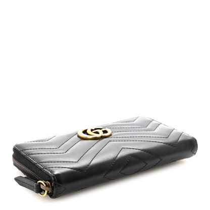 Gucci Calfskin Matelasse GG Marmont Zip Around Wallet Black 4 of 8