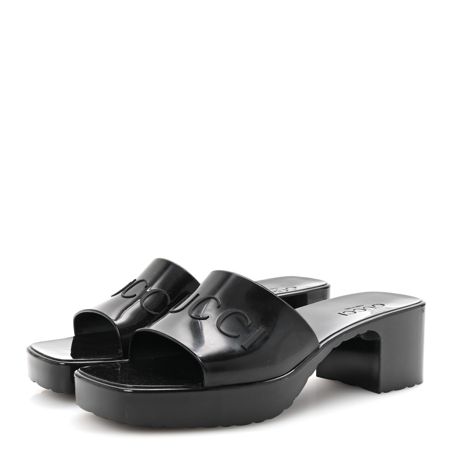 Gucci Rubber Gucci Logo Womens Platform 20/60mm Slide Sandals 39 Black 4 of 10