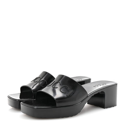 Gucci Rubber Gucci Logo Womens Platform 20/60mm Slide Sandals 39 Black 4 of 10