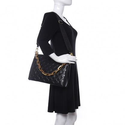 Louis Vuitton Lambskin Embossed Monogram Coussin MM Black 2 of 9