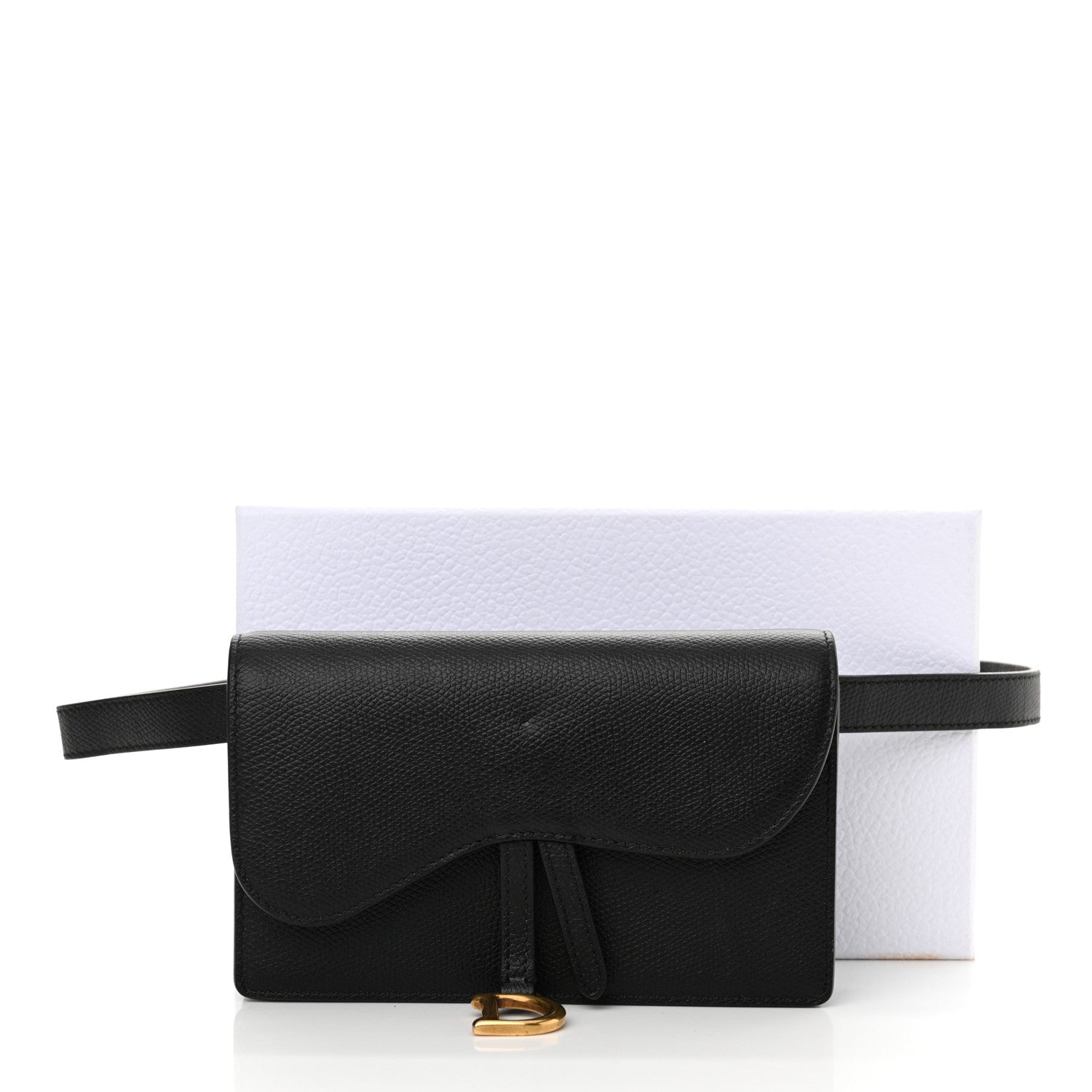 Christian Dior Grained Calfskin Saddle Belt Clutch Black 18 of 18
