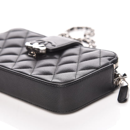 Chanel Lambskin Quilted CC Box Clutch With Chain Black 6 of 13