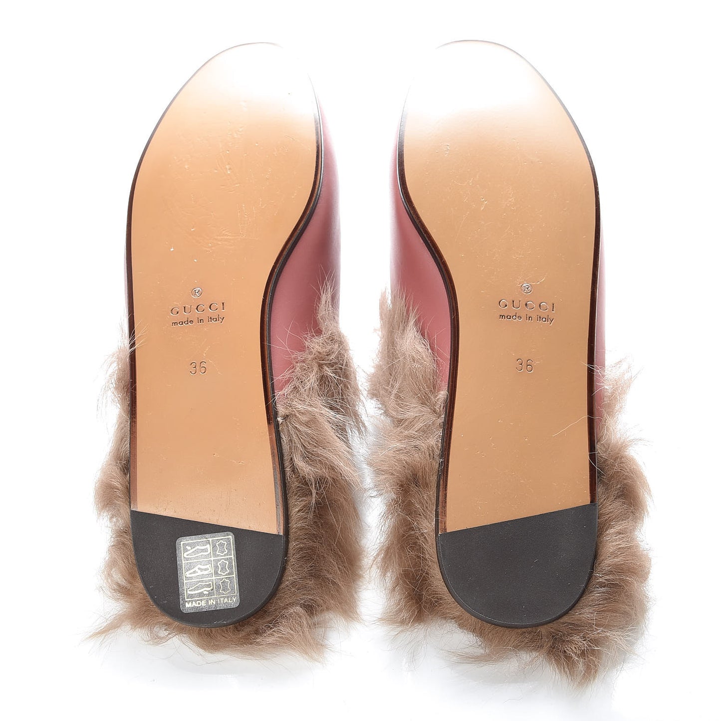 Calfskin Fur Womens Princetown Slippers 36 Lipstick Rose Natural