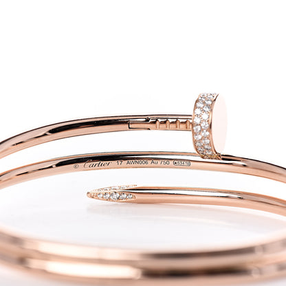 Cartier 18K Pink Gold Diamond Double Wrap Juste Un Clou Bracelet 17 4 of 4