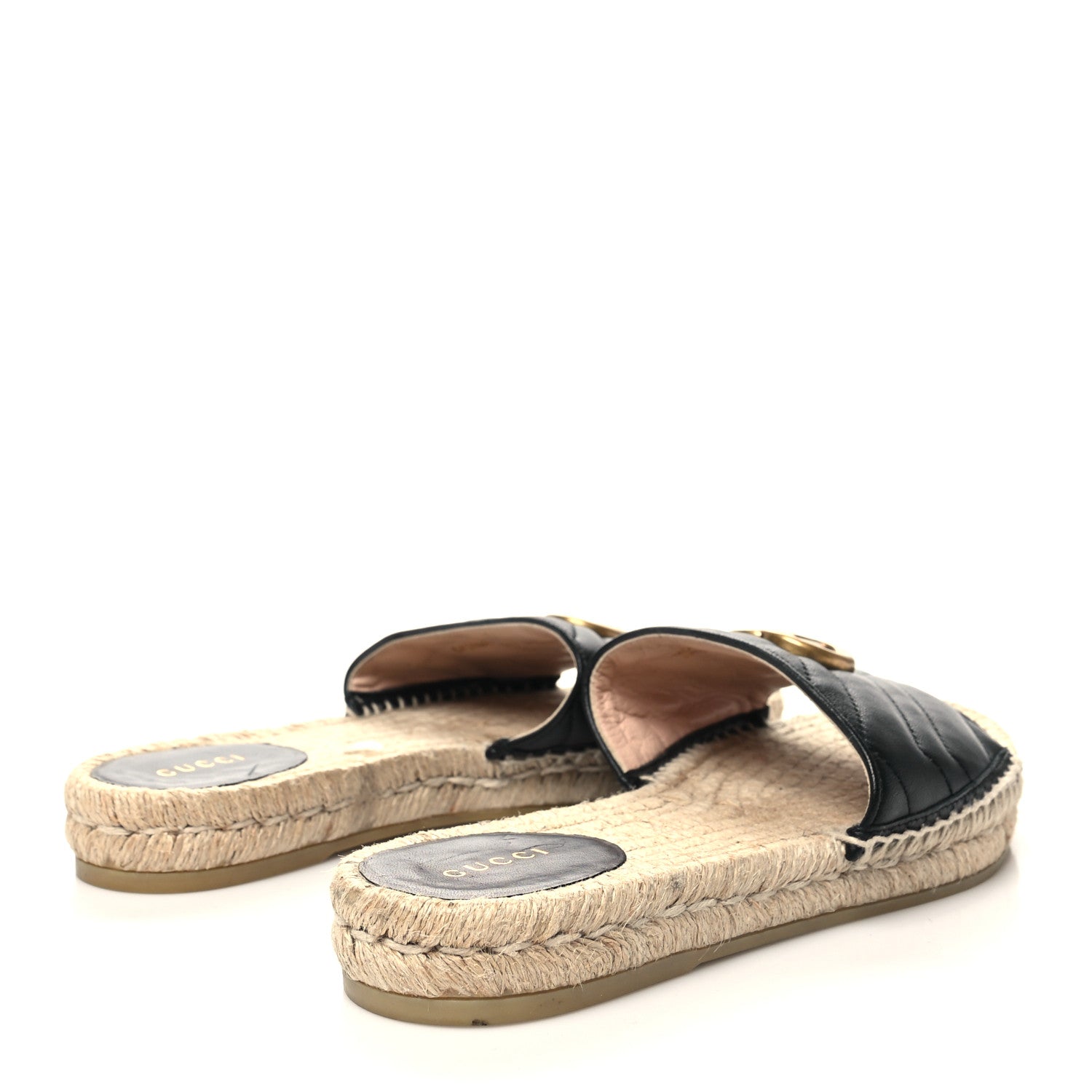 Gucci Nappa Matelasse GG Marmont Espadrille Slide Sandals 39.5 Black 4 of 9