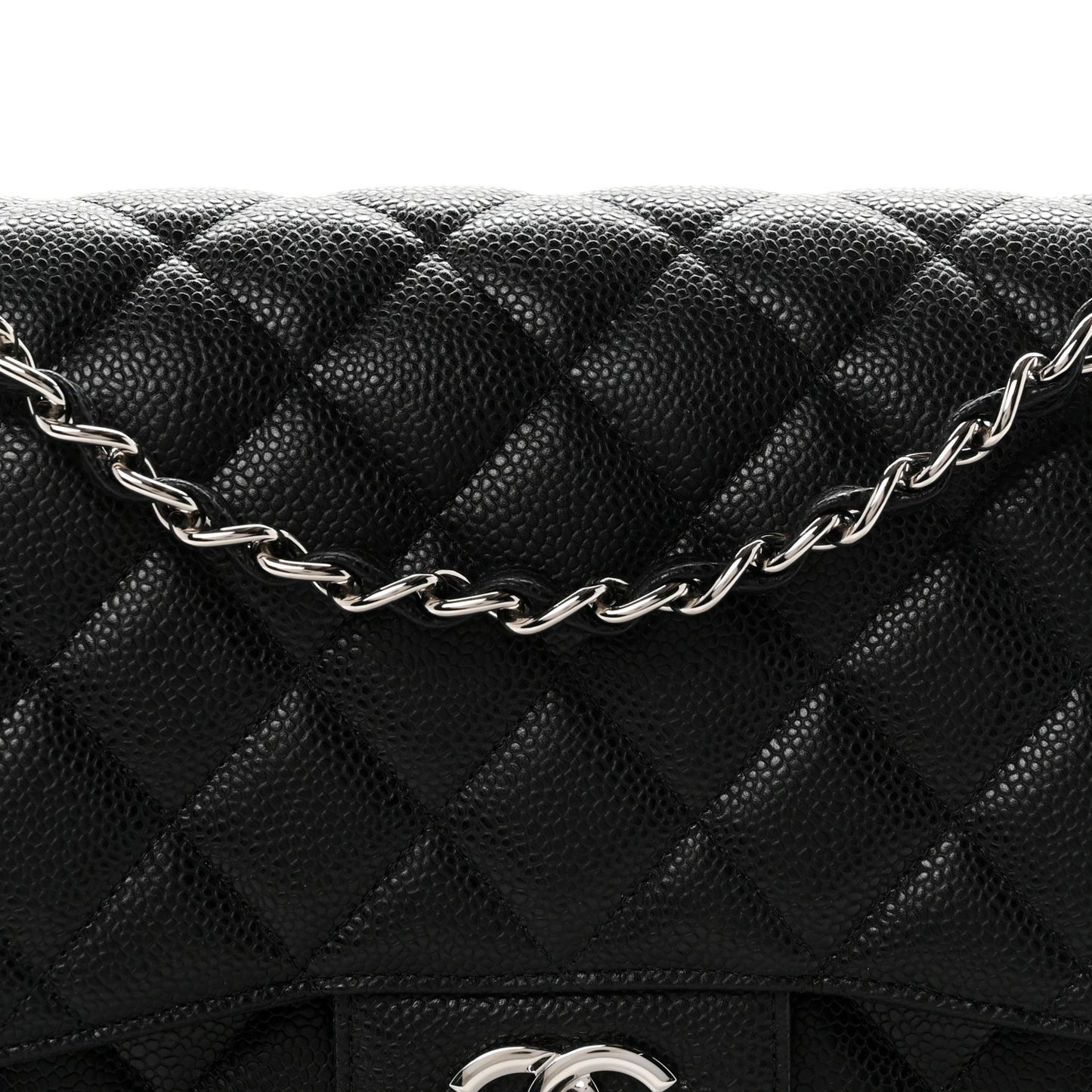 Caviar Quilted Jumbo Double Flap Black