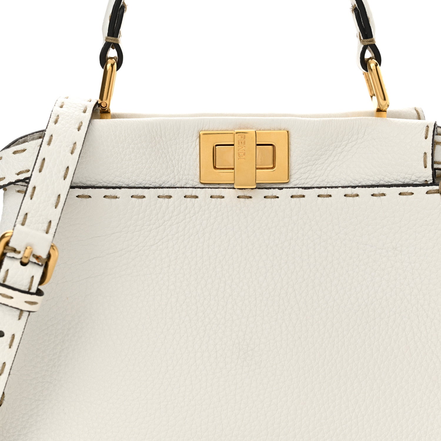 Fendi Cuoio Romano Selleria Mini Peekaboo Iconic Satchel White 8 of 10