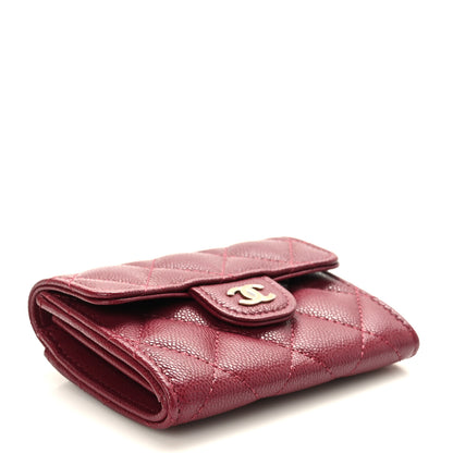 Chanel Iridescent Caviar Quilted Flap Card Holder Wallet Burgundy 4 of 9