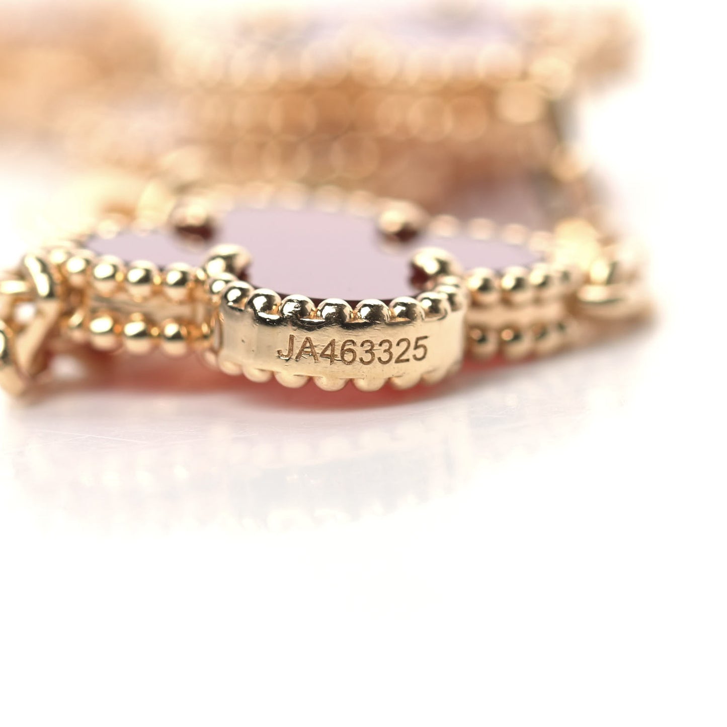 18K Yellow Gold Carnelian 5 Motifs Vintage Alhambra Bracelet