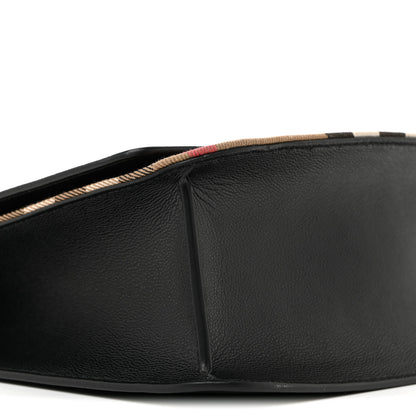 Burberry Derby Calfskin House Check Mackford Crossbody Bag Black 9 of 10