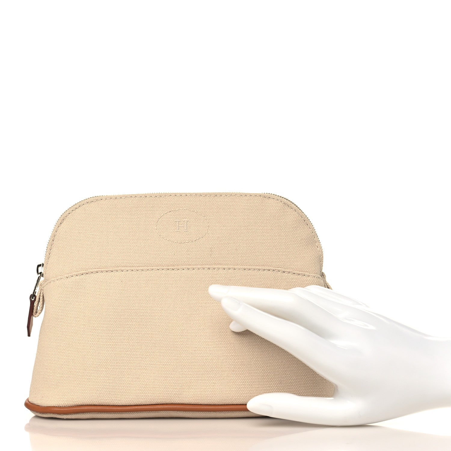 Hermes Cotton Canvas Mini Bolide Travel Cosmetic Pouch Natural 2 of 7