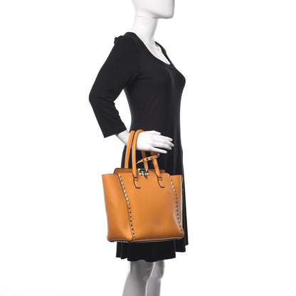 Valentino Garavani Vitello Rockstud Double Handle Tote Mandarin Sorbet 3 of 17