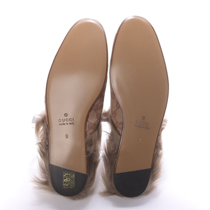 Gucci GG Monogram Fur Mens Princetown Slippers 9 Beige Ruggine Rust 6 of 10