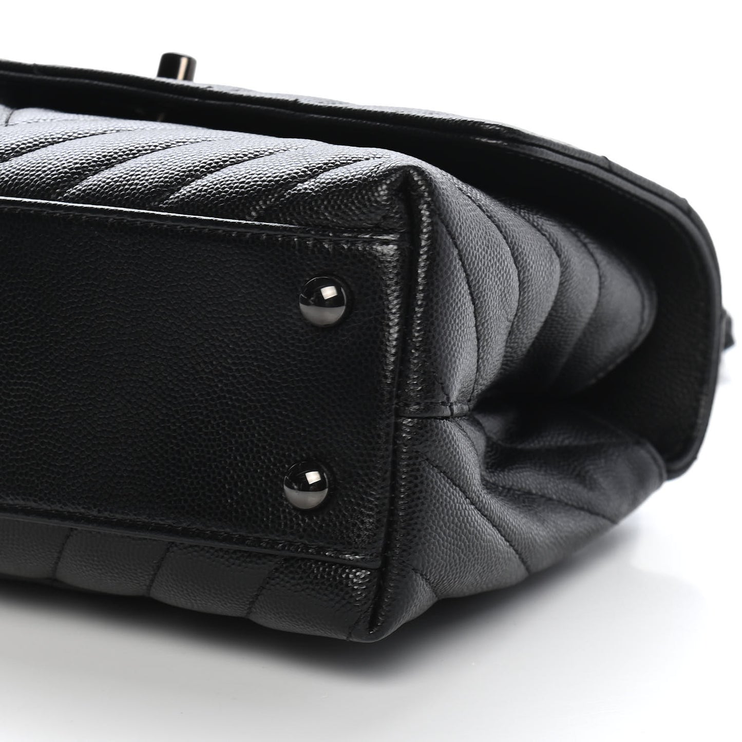 Caviar Chevron Quilted Mini Coco Handle Flap So Black