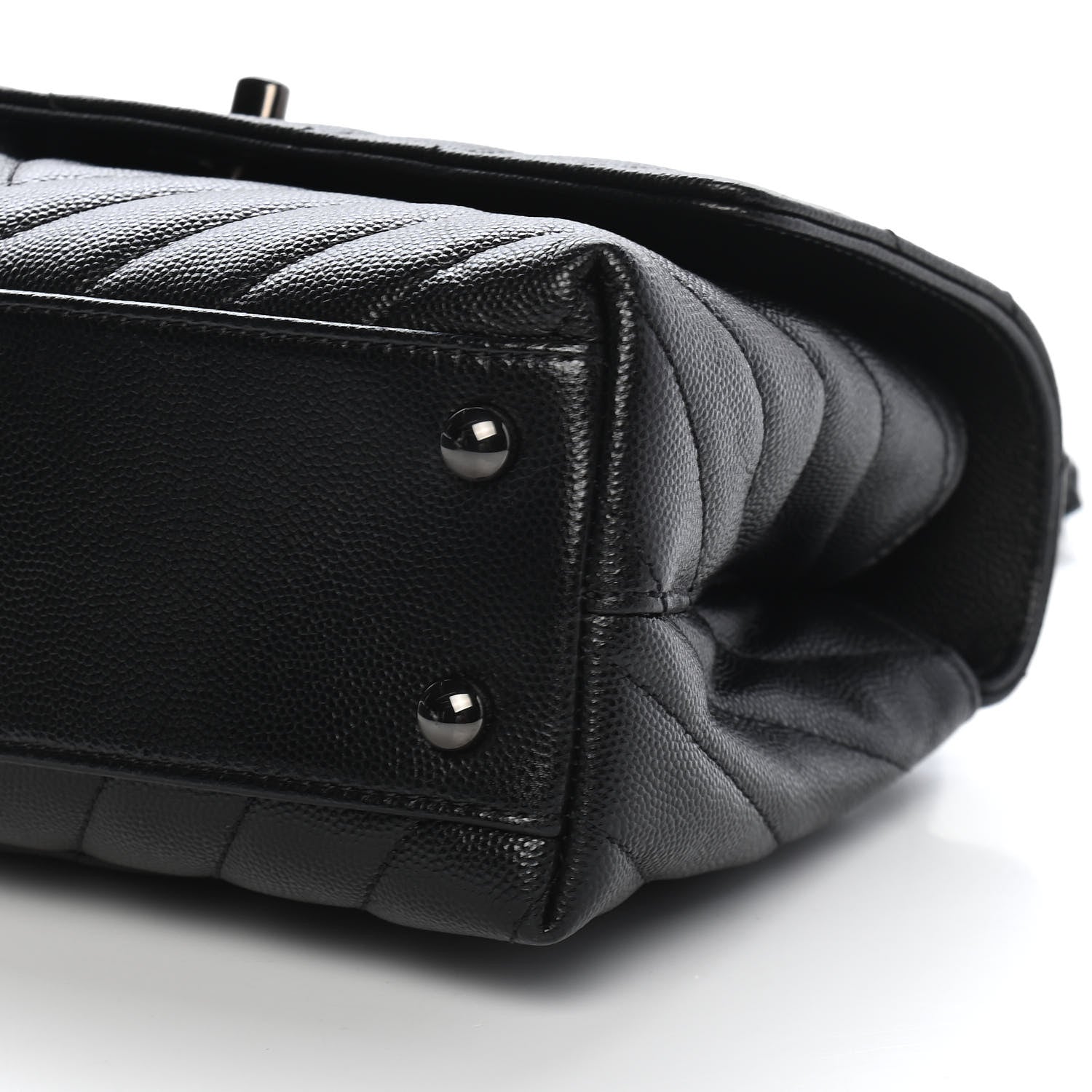 Chanel Caviar Chevron Quilted Mini Coco Handle Flap So Black 9 of 10